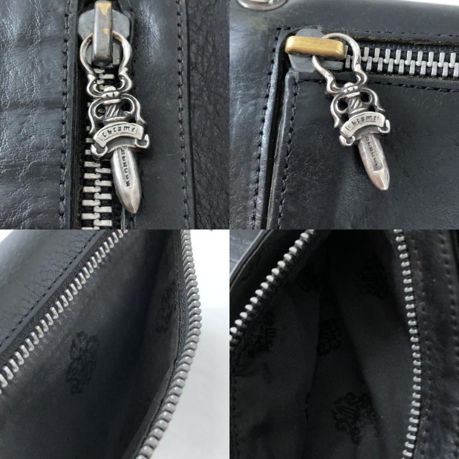 中古 クロムハーツ Chrome Hearts ウェイブウォレット ウェーブ レザー Wave Wallet Cross Ball 長財布 三つ折り 黒 ブラック クロスボタン メンズ オーバーラップヤフー店 通販 Yahoo ショッピング