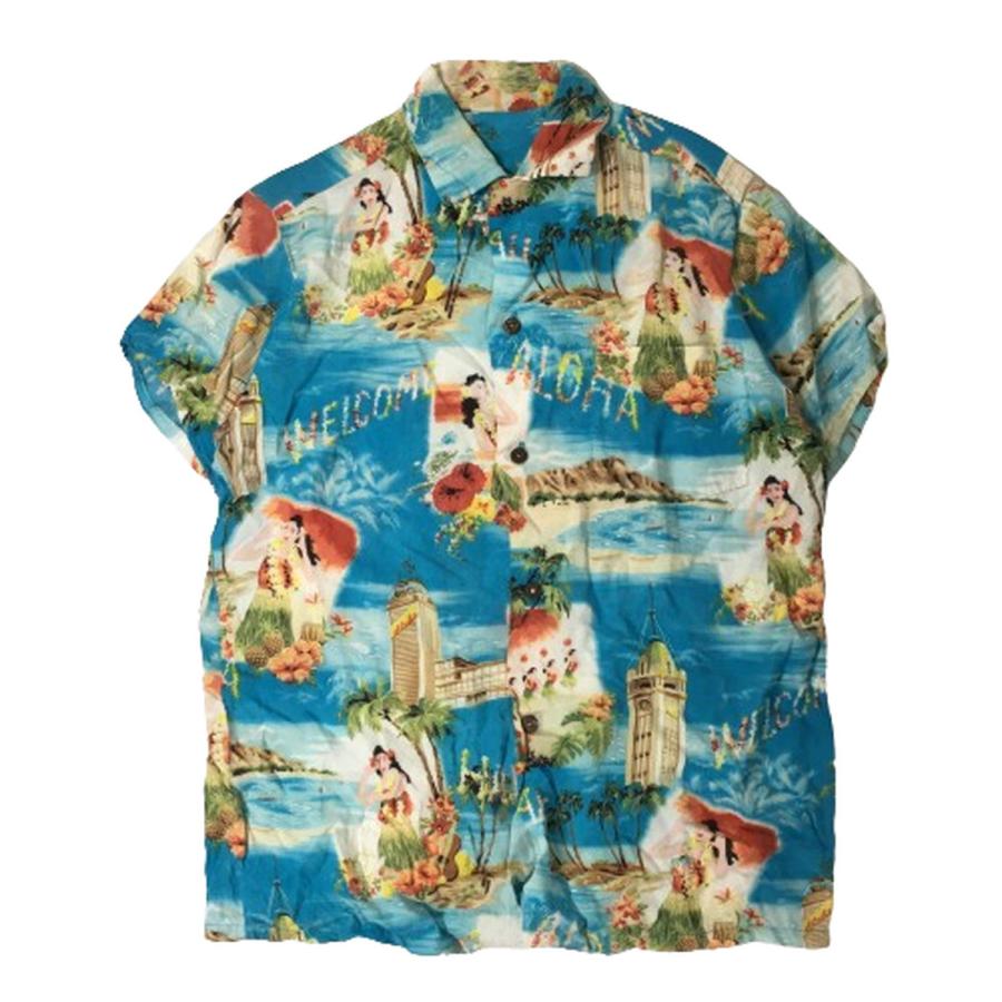 IOLANI イオラニ 50s ハワイアン アロハシャツ フラガール 