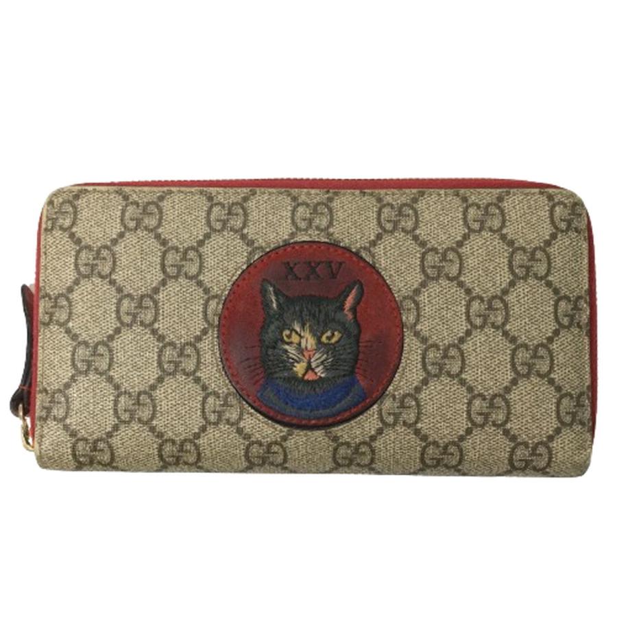 GUCCI グッチ ミスティックキャット GGスプリーム 長財布 猫 ラウンド 