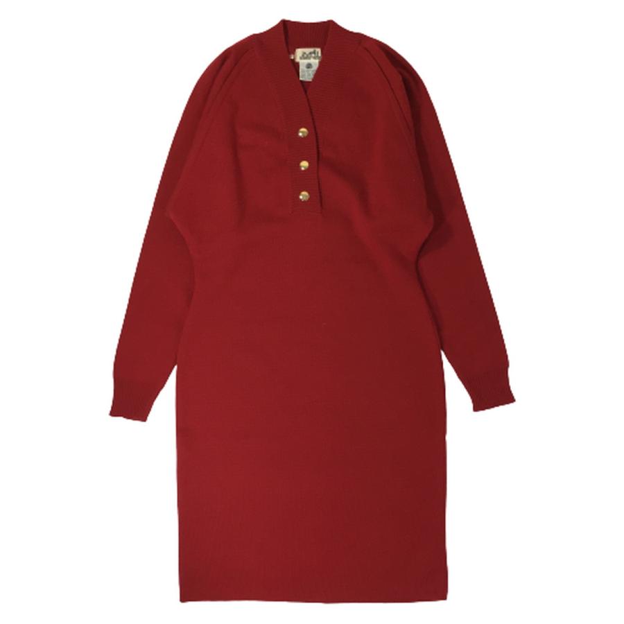 HERMES エルメス 80s ビンテージ ニット 金ボタン ウールワンピース 38  