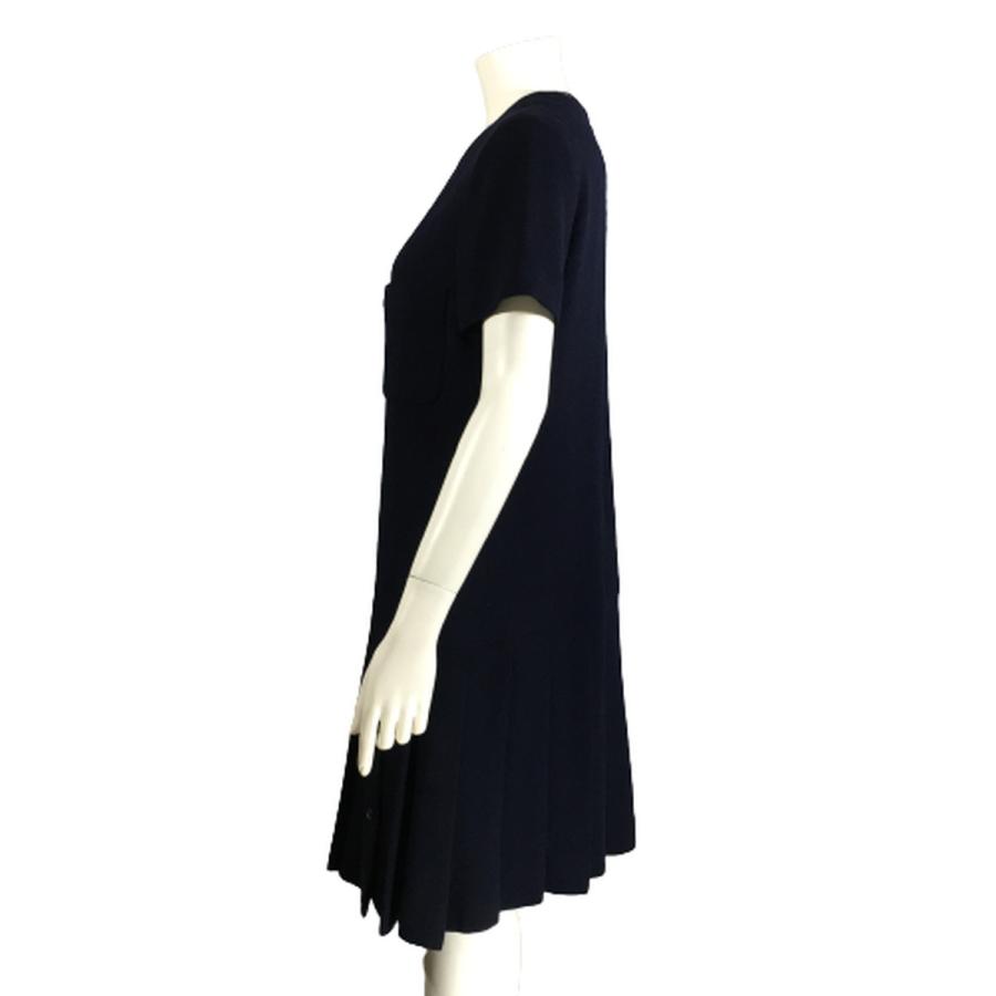 CHANEL シャネル リネンワンピース ビンテージ ネイビー ココボタン  