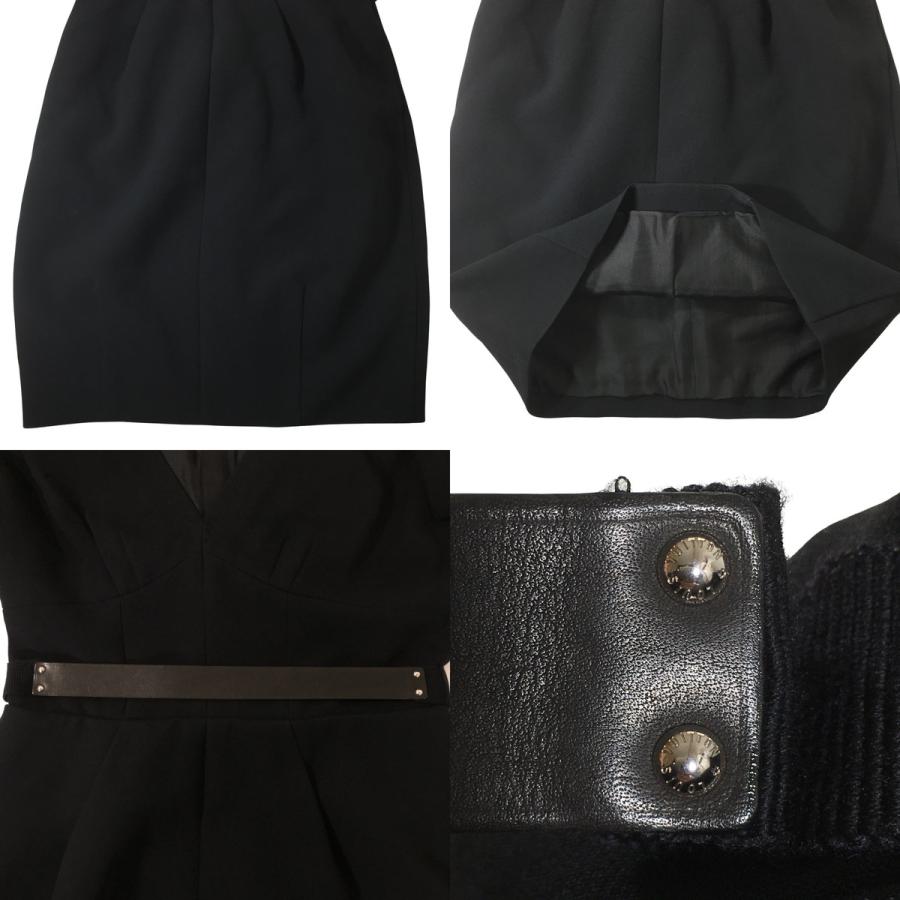 Louis Vuitton ルイヴィトン ワンピース レザーベルト 黒 7分袖 Black