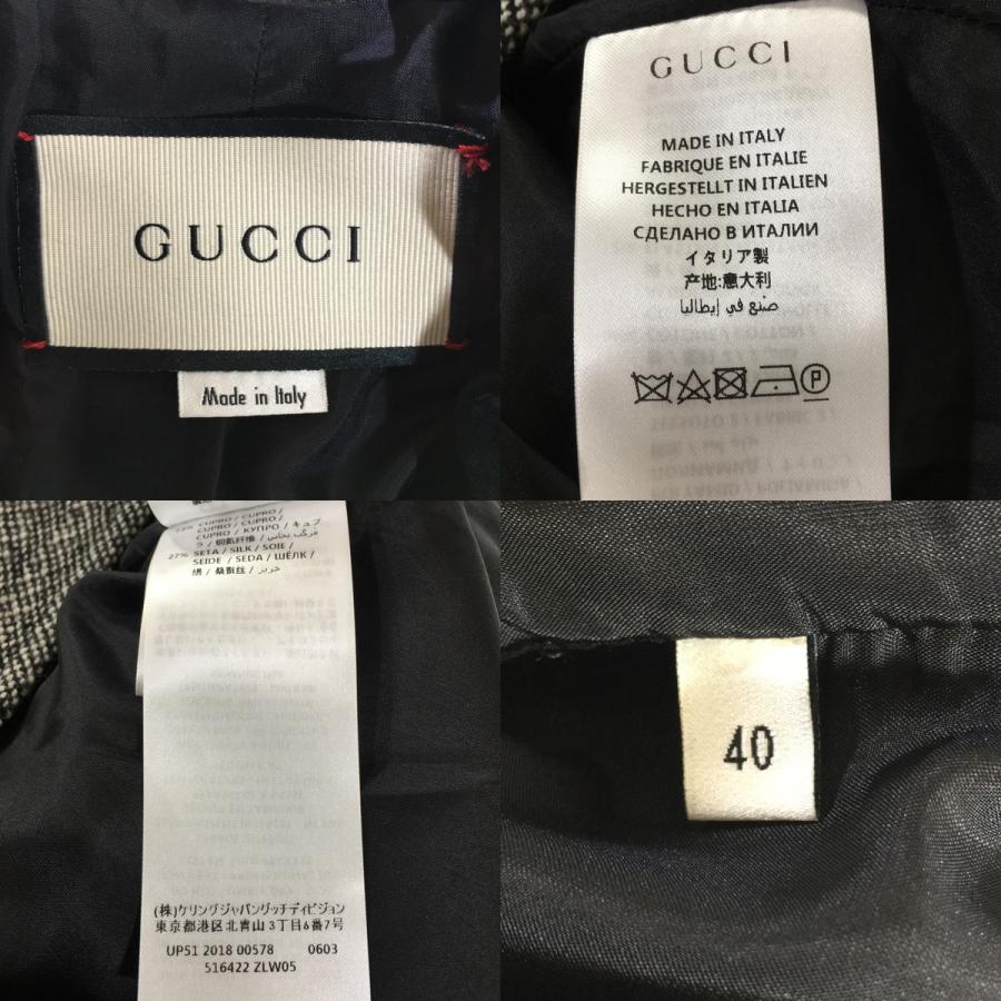 GUCCI グッチ ツイード コート ウール ベロア襟 GGパールボタン 516422 国内正規品 40 グッチ（GUCCI）ツイード コート ウール ベロア襟 GGパールボタン の