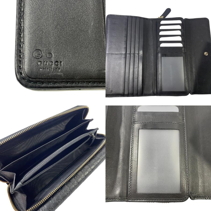 【人気モデル】グッチ 折り財布 マイクロシマ レザー ブラック 黒色 ラウンド グッチシマ グッチ 財布 GUCCI ラウンドファスナー長財布 メンズ