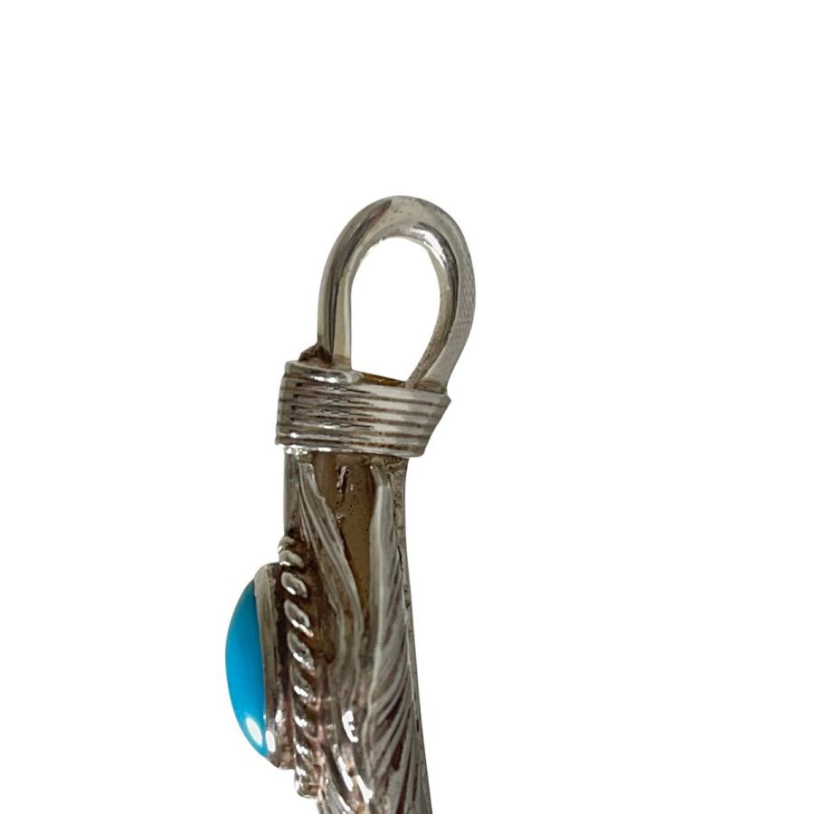 goro's ゴローズ 上銀銀縄ターコイズ付き特大フェザー 現行 左向き XL