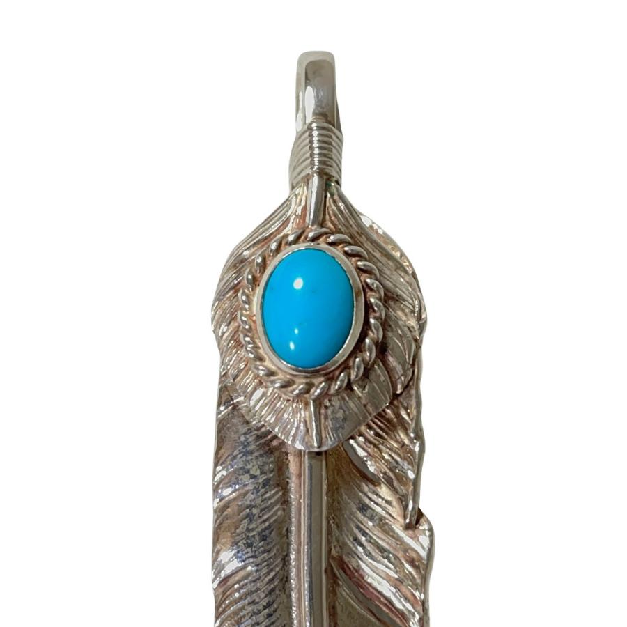 goro's ゴローズ 上銀銀縄ターコイズ付き特大フェザー 現行 左向き XL