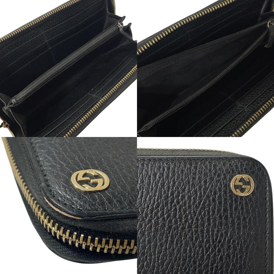 美品✨グッチ　長財布　ラウンドファスナー　インターロッキングG　レザー　ブラック GUCCI グッチ インターロッキングG レザー ジップアラウンド