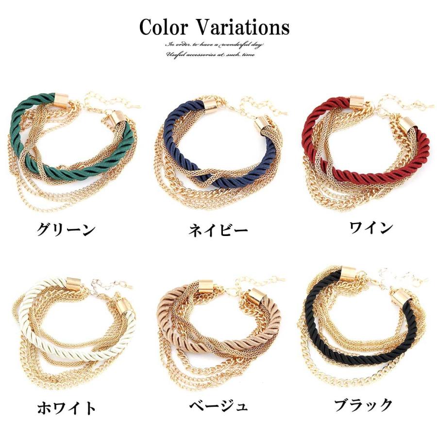 レディースブレスレット レーヨンコードチェーンブレスレット レーヨンブレスレット チェーンブレス レーヨン ブルー ベージュ  ホワイト グリーン |  | 09