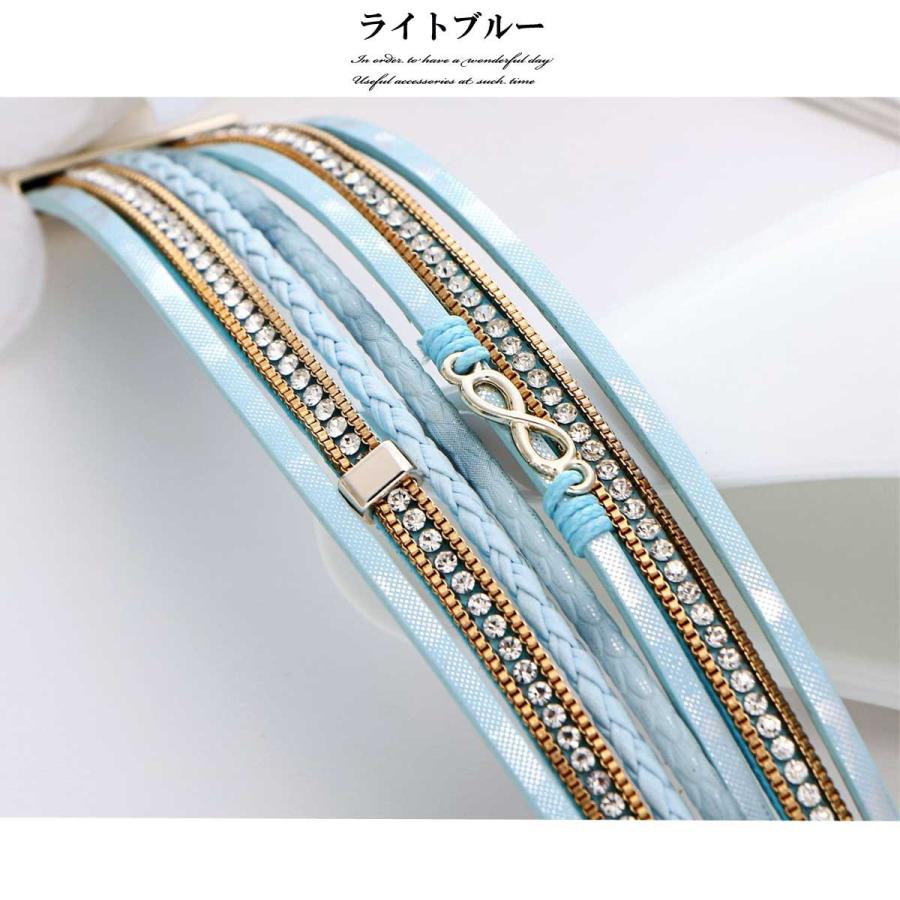 レディースブレスレット リアルレザー 多重巻きワイド ブレスレット 