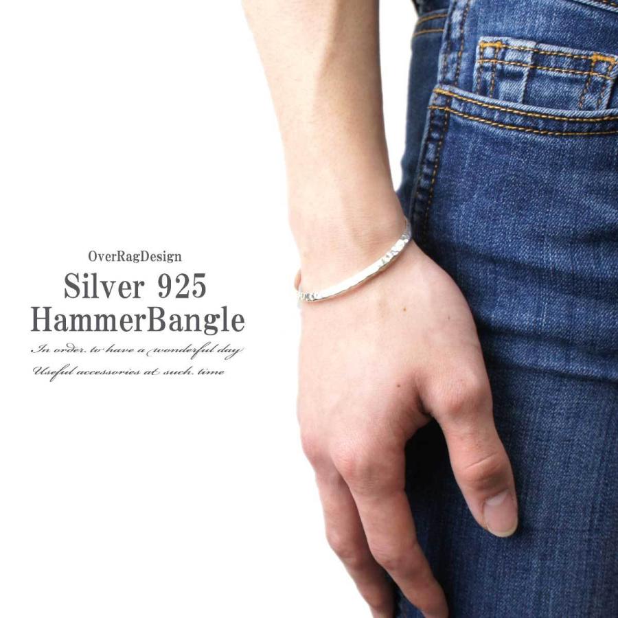 メンズ バングル シルバー925ハンマードバングル アクセサリー