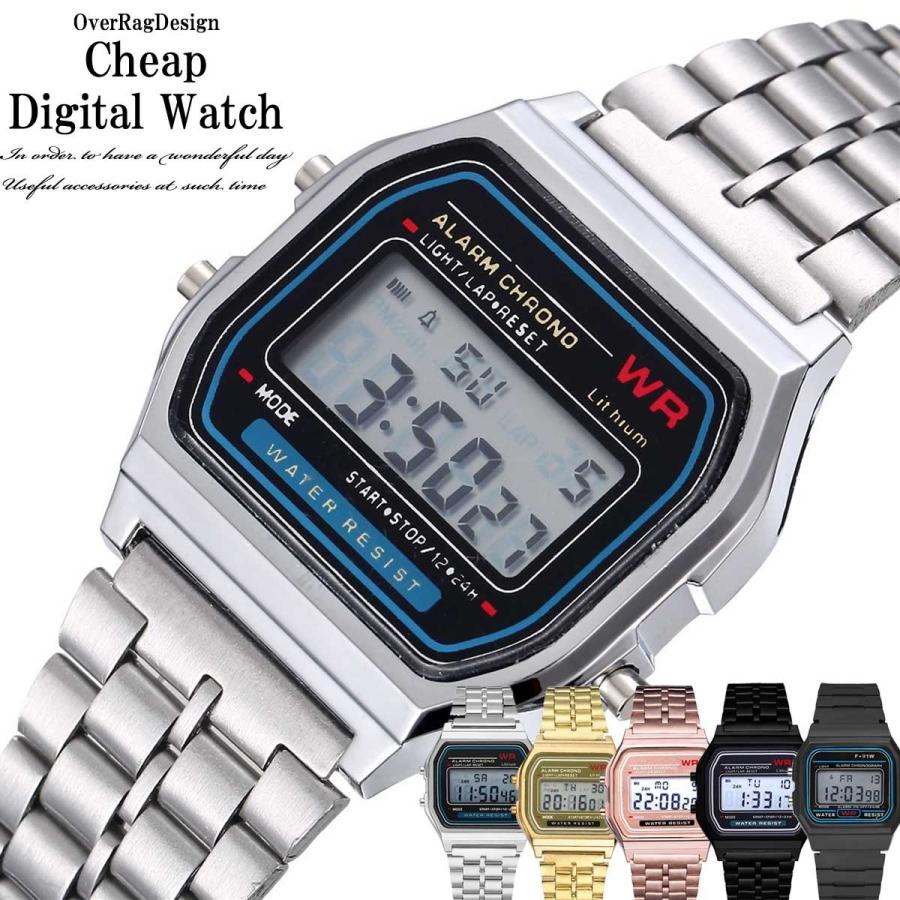 メンズウォッチ メンズ 時計 チープデジタルウォッチ 腕時計 ブレスレット カジュアル腕時計 メンズ腕時計 シンプル ラッピング対応あり｜overrag