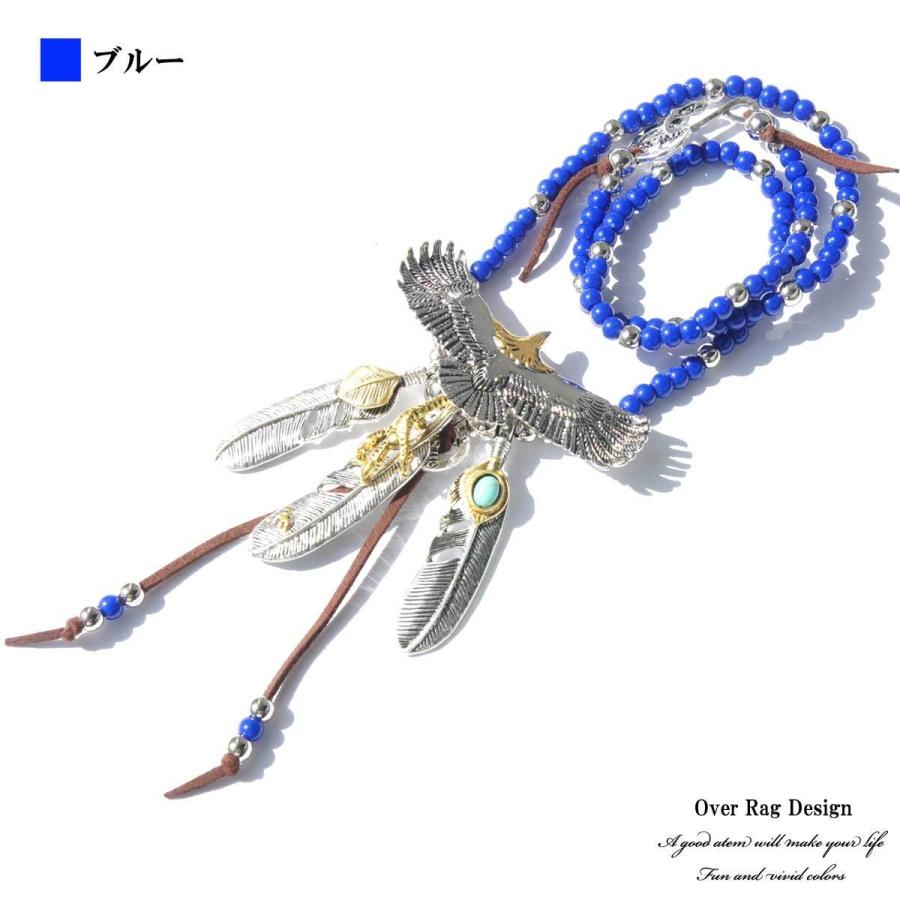 鷲と羽根のデザイン　ゴローズ風　 ネックレス メンズ ネックレス メンズアクセサリー フェザーイーグルビーズ