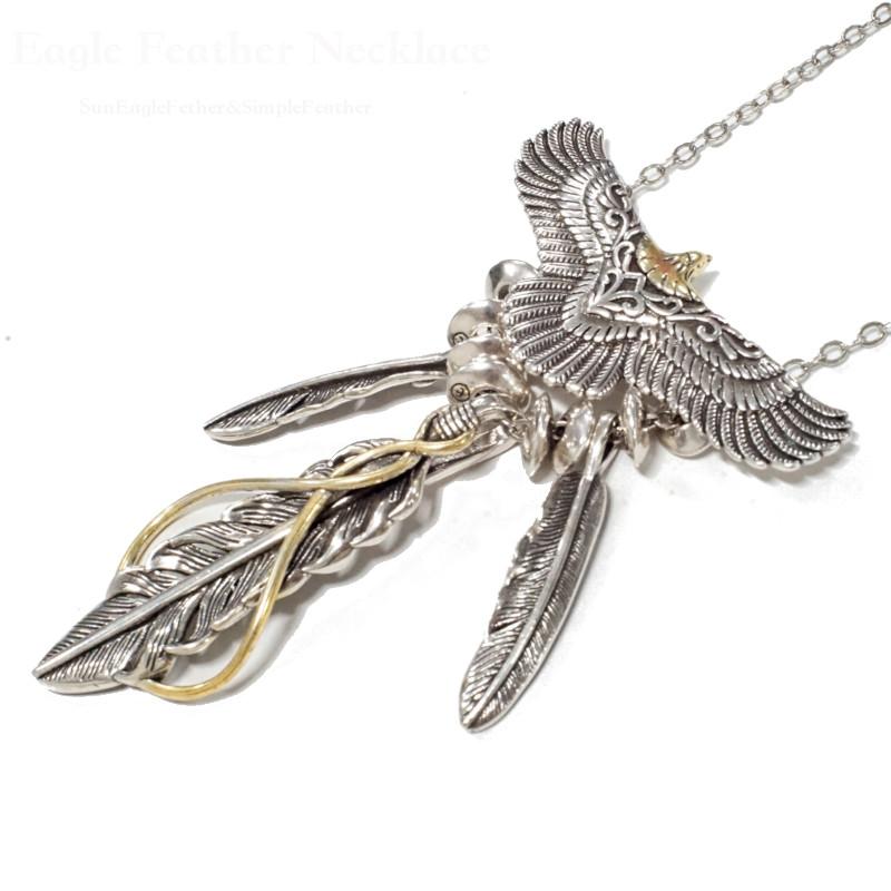 メンズネックレス メンズアクセサリー イーグルネックレス フェザー