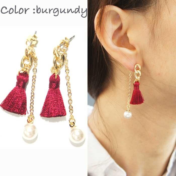 ピアス レディース 揺れる 大人気 タッセルバックキャッチパールピアス