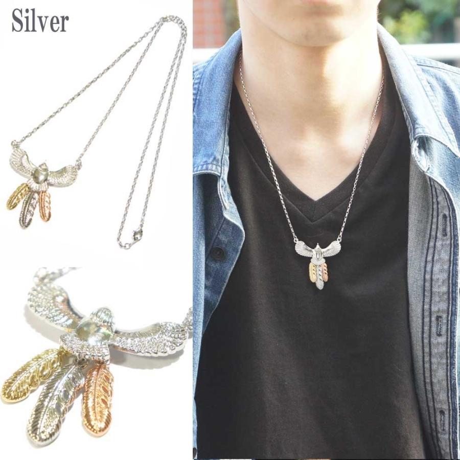 ネックレス メンズ ミニイーグル3フェザーネックレス アメカジタイプ