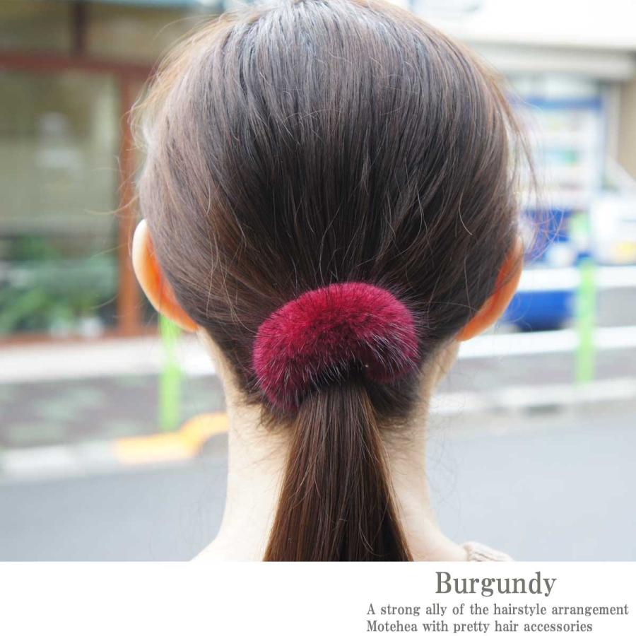 ヘアアクセサリー ゴム シンプル リアルミンクファーハーフカフ