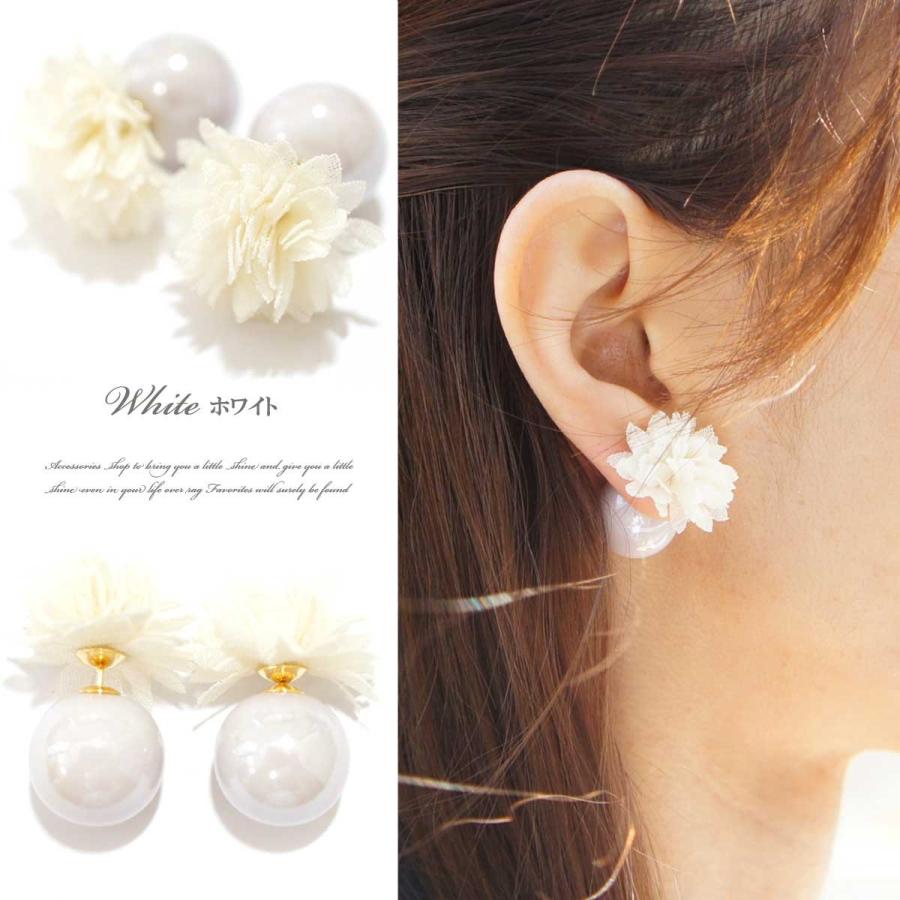 ピアス レディース 揺れる フラワーバックキャッチピアス 花 三角