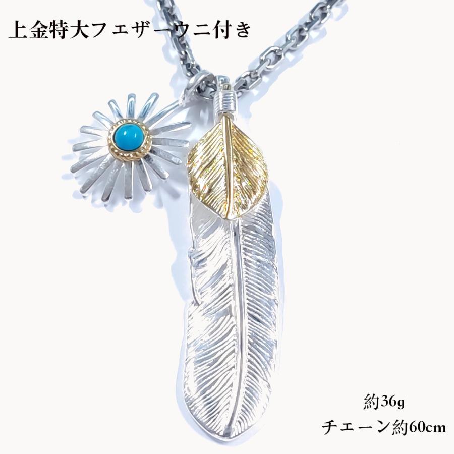 胸元を飾るターコイズフェザーネックレス メンズネックレス ネックレス