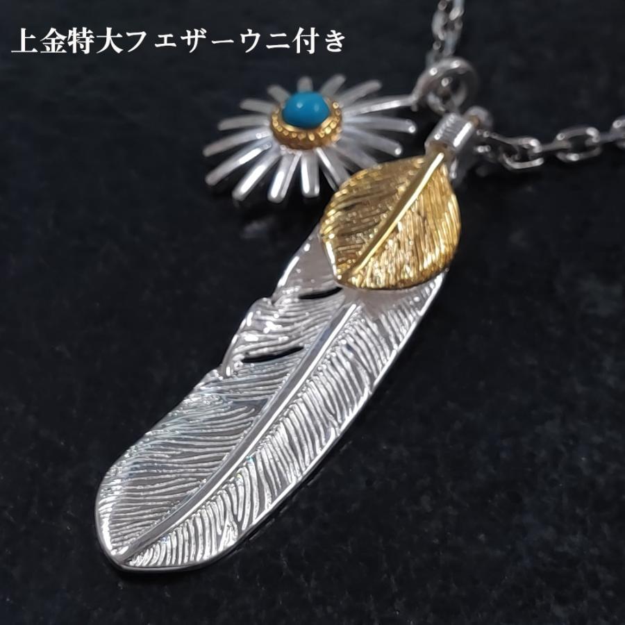 胸元を飾るターコイズフェザーネックレス メンズネックレス ネックレス