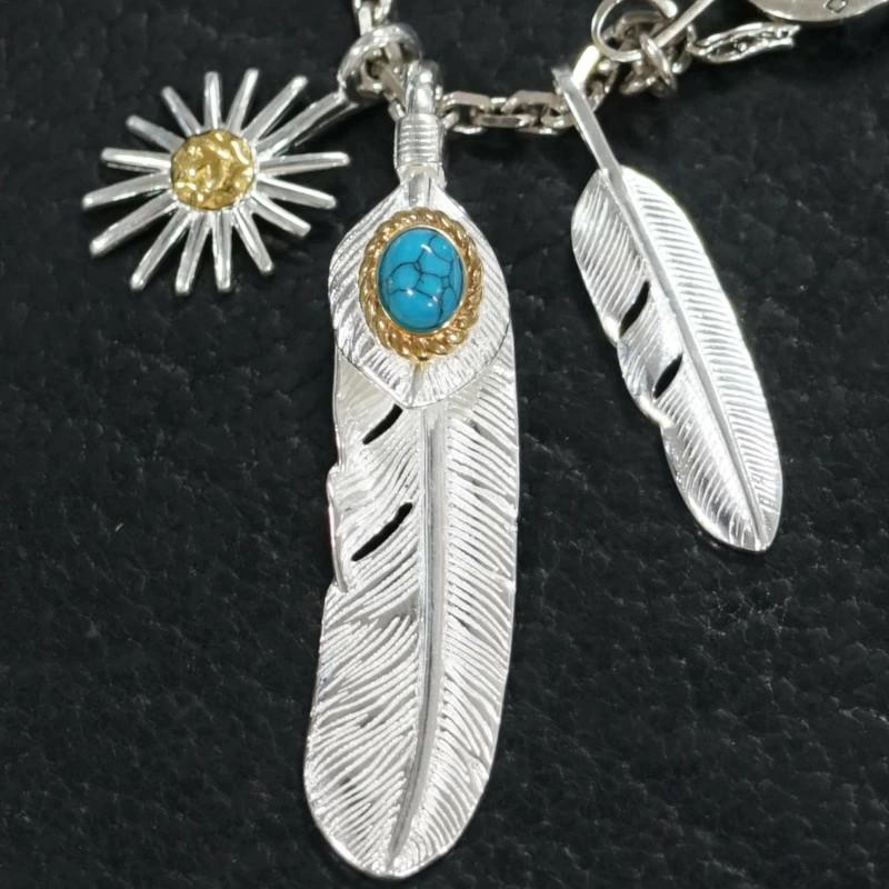 goro's 羽根モチーフ ネックレス ターコイズ付き goro's 羽根モチーフ