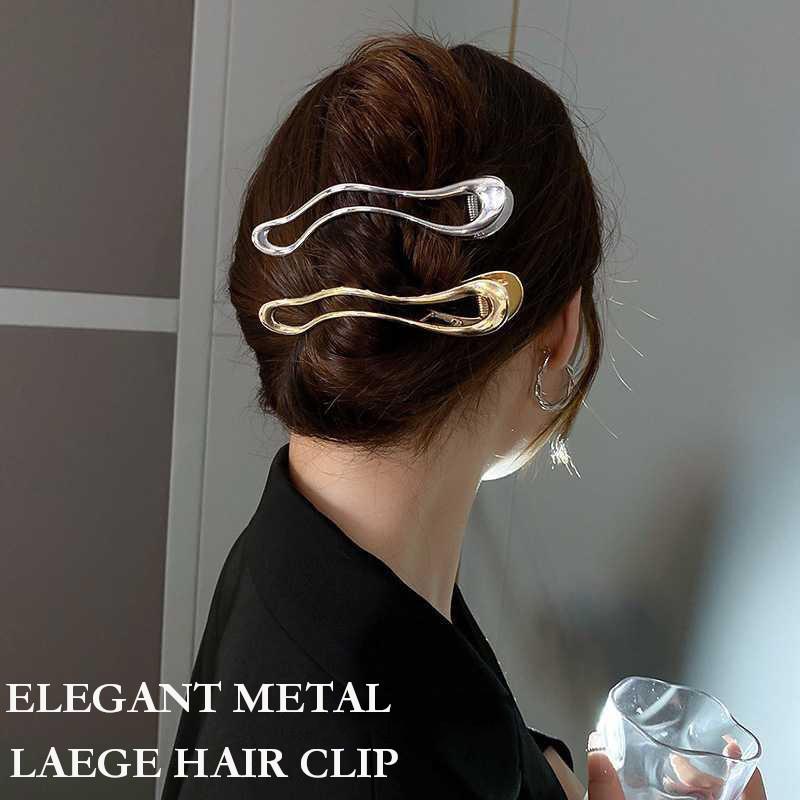 バナナクリップ メタルバナナヘアクリップ シンプルバナナ