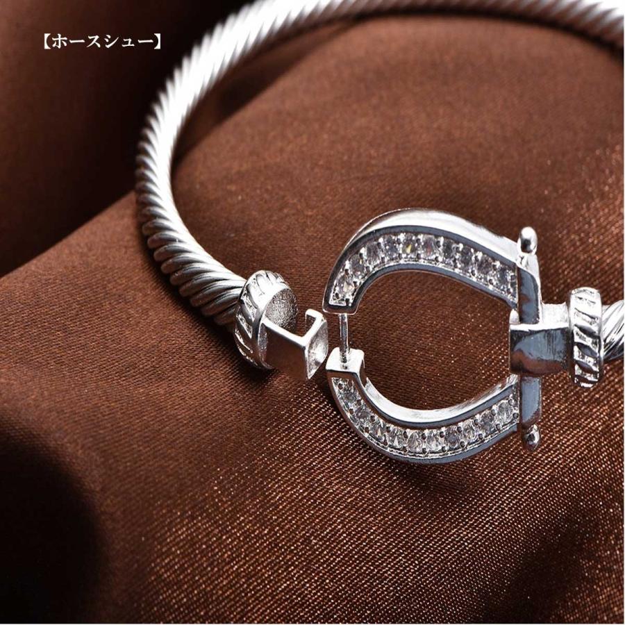 レディース ブレスレット 馬蹄バックルシルバーメッキジルコニア