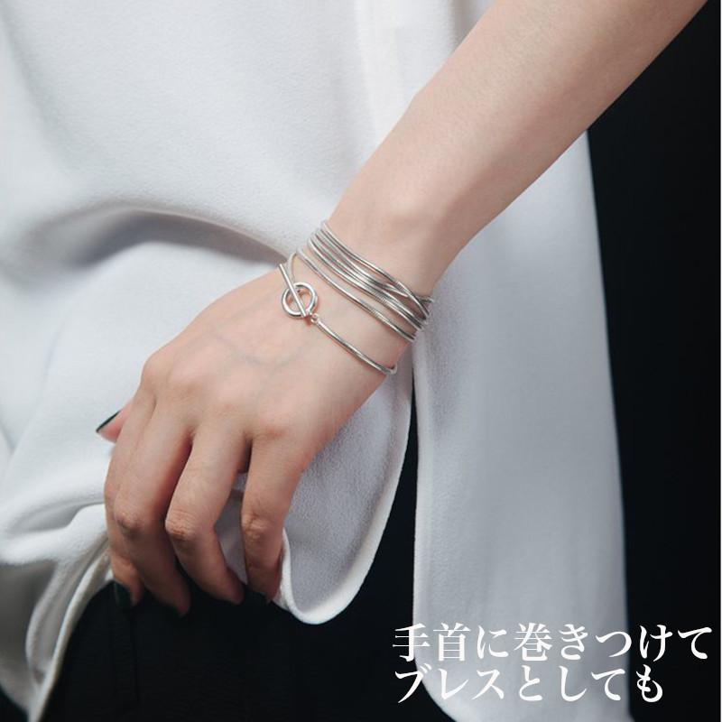 レディース ネックレス シルバー925シンプル蛇腹ロングチェーン