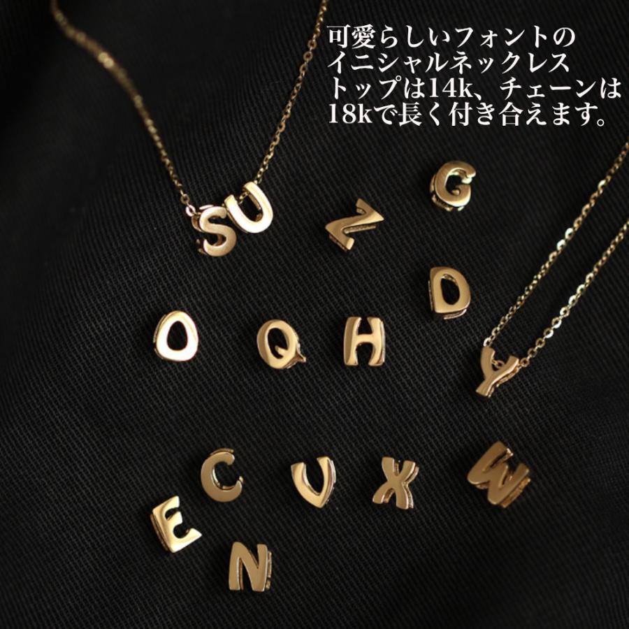 18金 14kイエローゴールドイニシャルネックレス 18k 14k Au750 Au585 k18ネックレス ゴールド ネックレス 平あずきチェーン あずきチェーン イエローゴールド｜overrag｜02