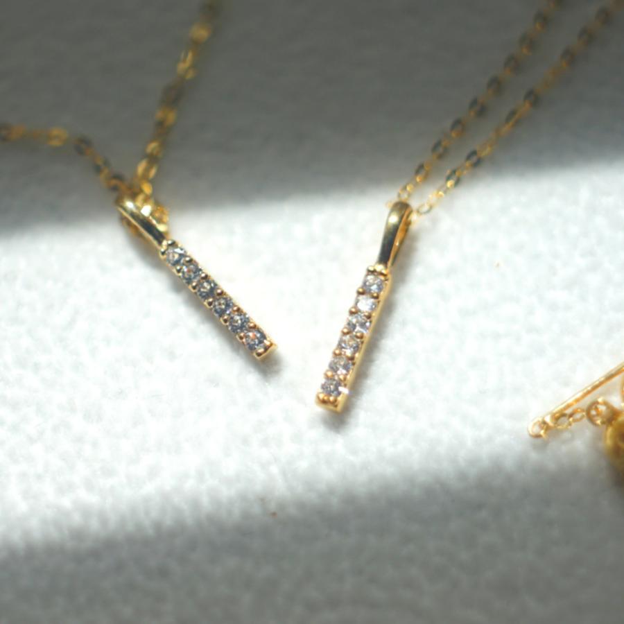 18金 18k 9k ストレートバー華奢ネックレス Au750 Au375 k18ネックレス