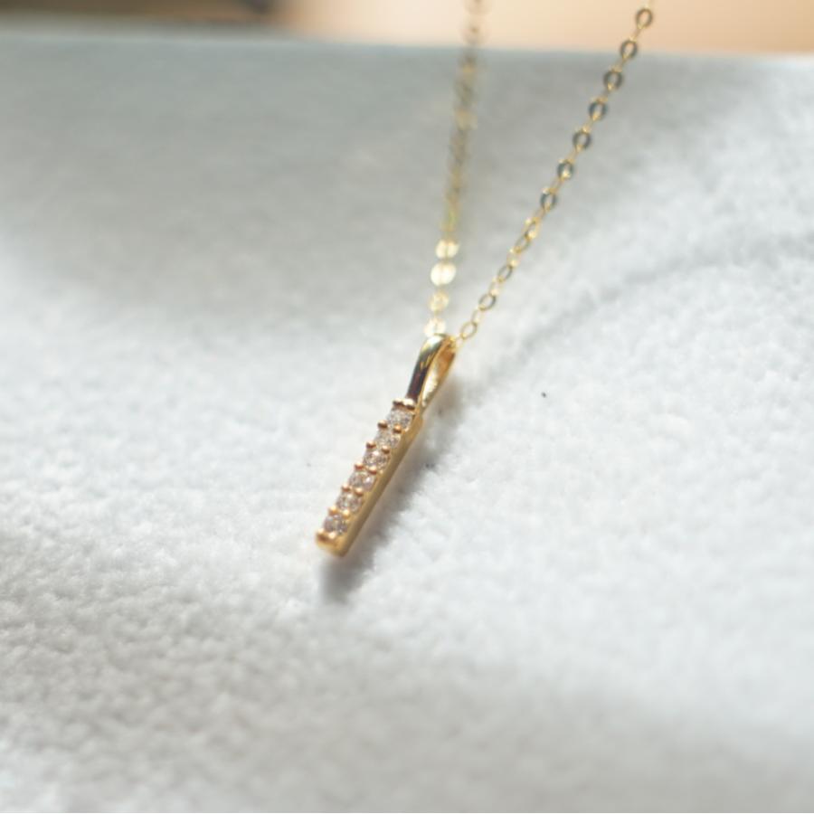 18金 18k 9k ストレートバー華奢ネックレス Au750 Au375 k18ネックレス