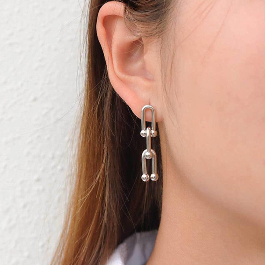 ピアス レディース Uチェーンピアス リンクチェーンピアス 大人可愛い ステンレス 芸能人愛用 K18 ティファニータイプ プレゼント ギフト ポーチ付き |  | 08