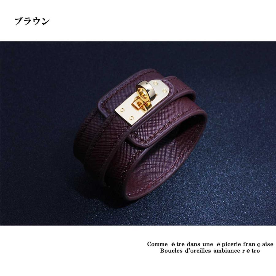 レディースブレスレット PUレザー PUレザーバックルワイド