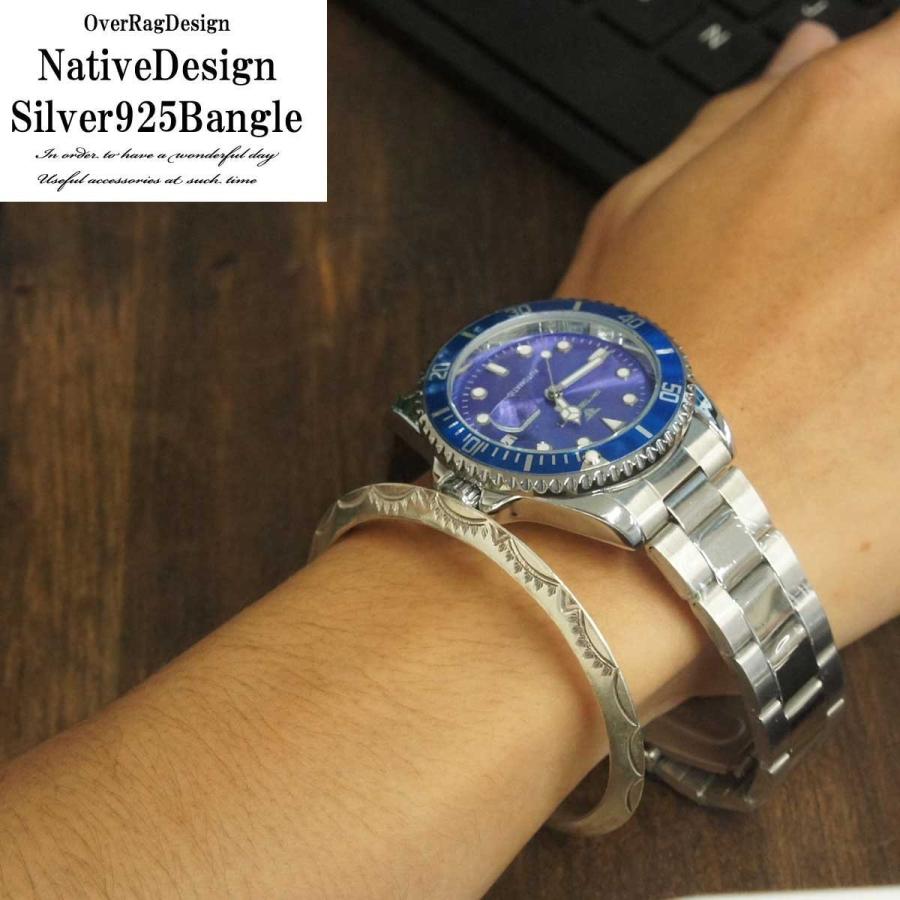 メンズ バングル ブレスレット ネイティブデザインシルバー925バングル