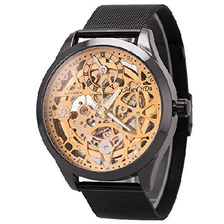 海外限定商品も取り扱っております！特別価格ManChDa メンズ スケルトン 機械式腕時計 自動メッシュ ステンレススチールバンド ラグジュアリー ビジネス カジュアル アナログ腕時計 L 1. ブ並行輸入