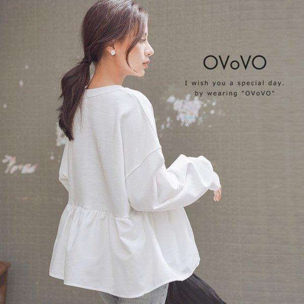 ペプラムスウェット ホワイト ぺプラム トップス スウェット風 宅急便 Aw 001 1232 Wh Ovovo オーヴォ 通販 Yahoo ショッピング