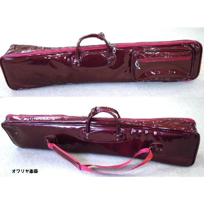 二胡ケース 軽量 雨安心の防滴エナメル ワインレッド色 背負う【新品