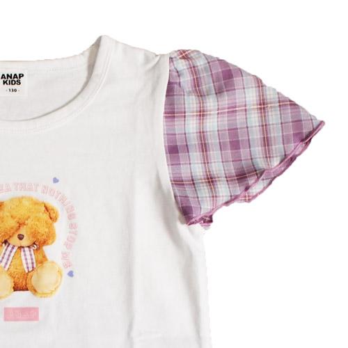 40%OFF SALE セール アナップキッズ 子供服 110-130cm ANAP KIDS 袖チェックくまTシャツ 半袖 ワッチャプリマジ!コラボ 23春夏 メール便OK キッズ 女の子｜owl-owl｜03