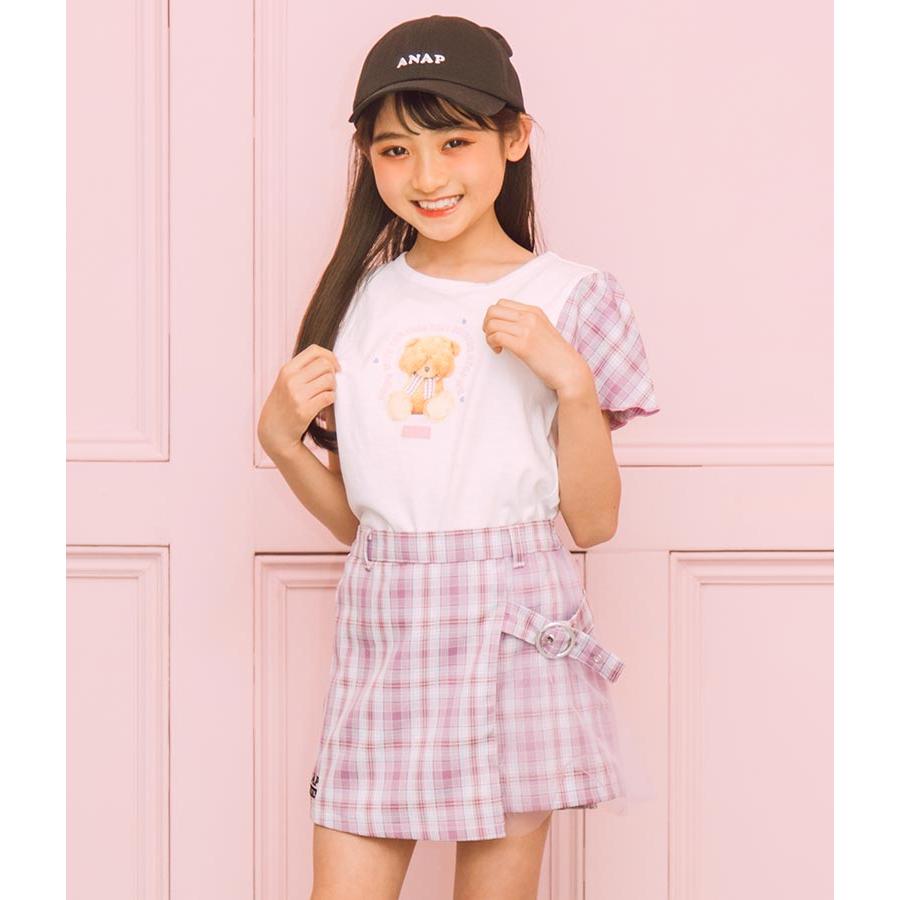 40%OFF SALE セール アナップキッズ 子供服 110-130cm ANAP KIDS 袖チェックくまTシャツ 半袖 ワッチャプリマジ!コラボ 23春夏 メール便OK キッズ 女の子｜owl-owl｜06