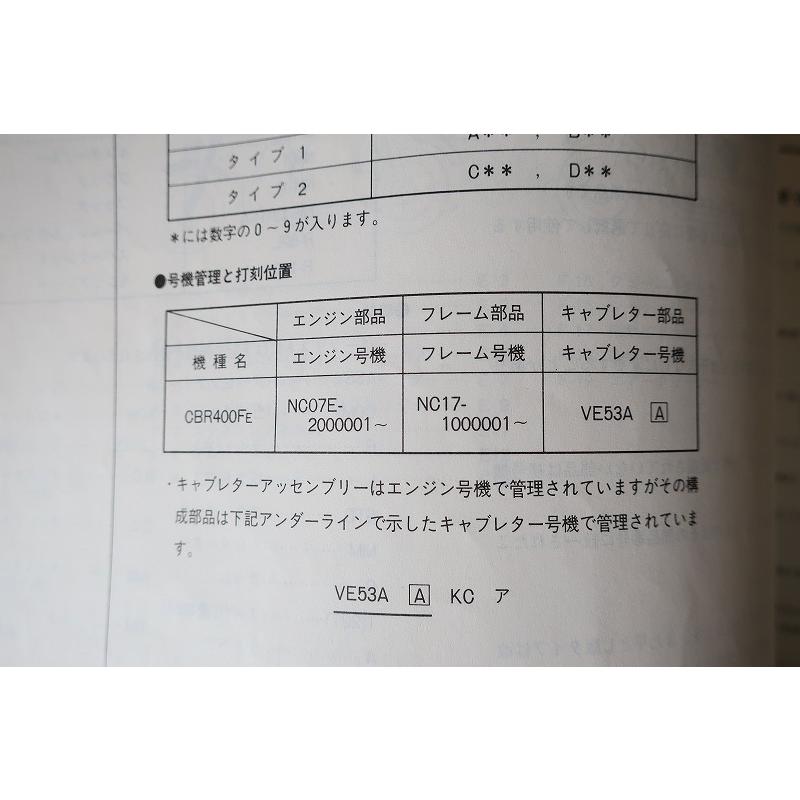 ホンダ純正新品　希少　cbr400f パーツリスト　 パーツカタログ 即決！CBR400F/1版/パーツリスト/NC17-100-/CBR400FE