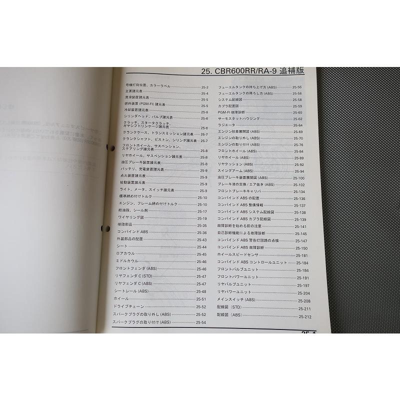 即決！CBR600RR/ABS/サービスマニュアル補足版/訂正シート付/RR9/PC40