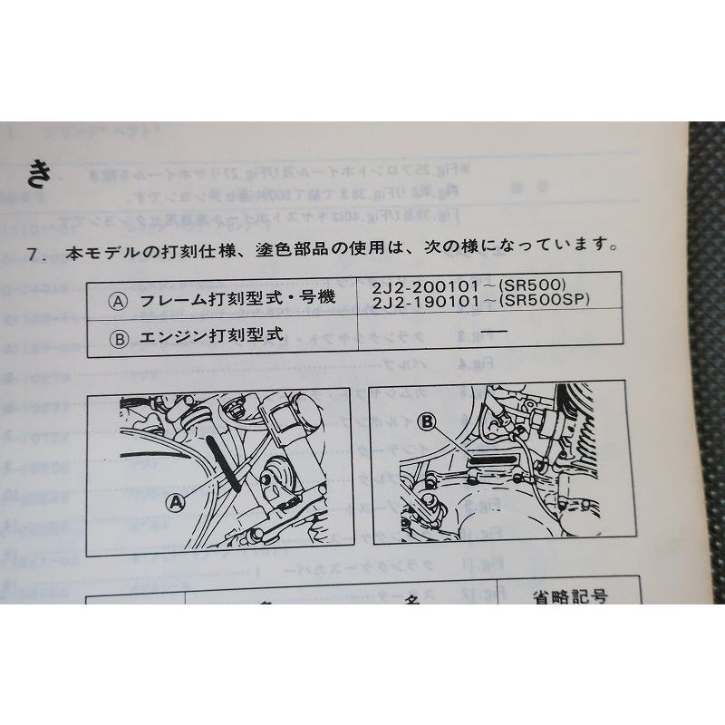 即決！SR500/SP/1版/パーツリスト/34A/33Y/2J2-190/200 