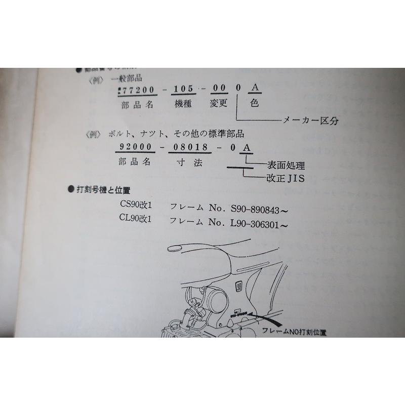 即決！ベンリィCS90 CL90/1版/パーツリスト/CS90改1 CL90改1 ベンリー