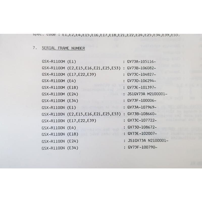 パーツリスト GSX-R1100 2版GSX-R1100M/N 英語版 即決！GSX-R1100/2版/パーツリスト/GV73A/B/C/D/E/F/GSX-R1100M GSX