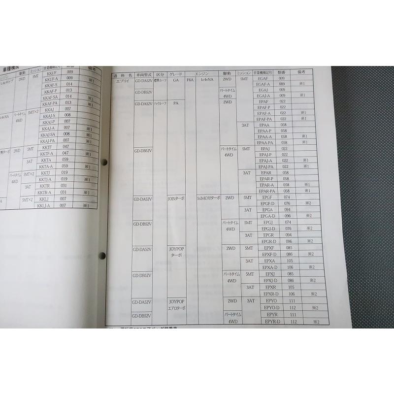 即決！エブリィ/キャリー/サービスマニュアル/整備DA52V/DB52V/DA52T