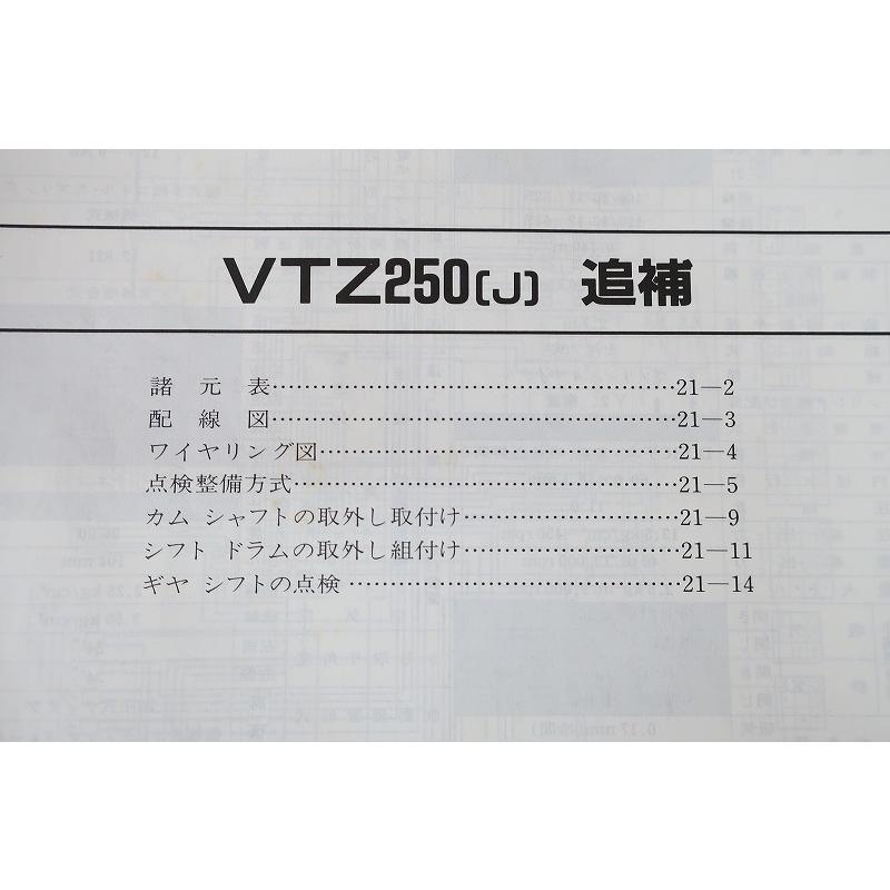 即決！VTZ250/サービスマニュアル補足版/MC15/配線図有(検索：カスタム