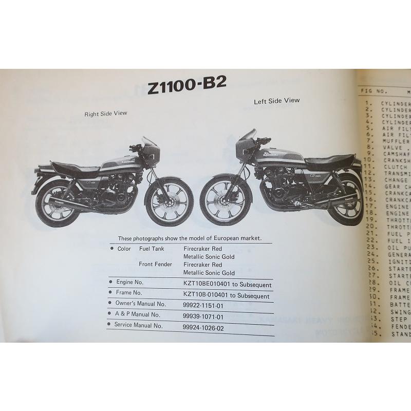 【HONDA】CB1100RB,RC,RD 修理 部品 パーツカタログ～英語版～ アクセサリー