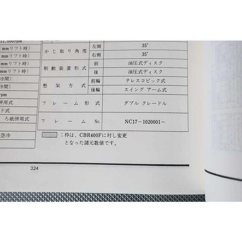 即決！CBR400F/エンデュランス/フォーミュラ3/サービスマニュアル/NC17  