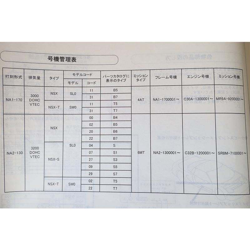 即決！NSX/S/T/R/2版/パーツリスト/NA1-170/180/NA2-130/140/エヌエス