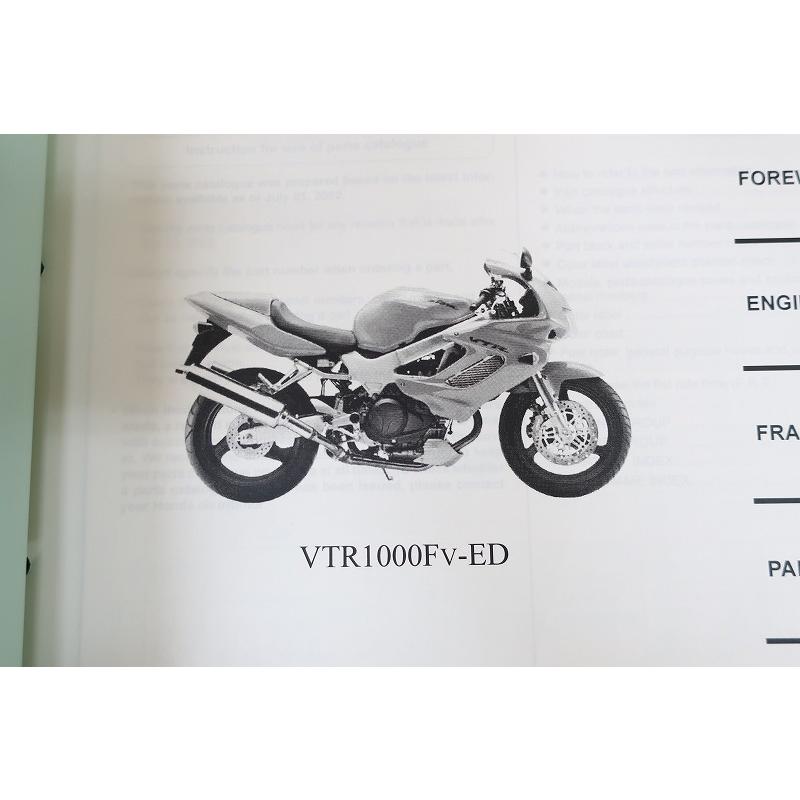 即決！VTR1000F/8版/パーツリスト/V/W/X/Y/1/2/3/SC36E/英語版/逆車