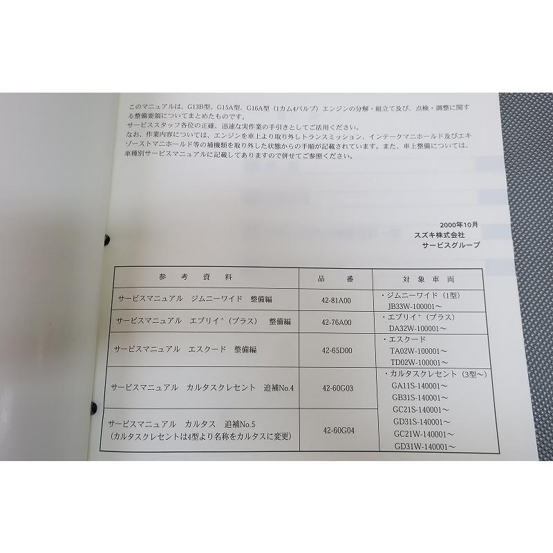 即決！G13B/G15A/G16A/サービスマニュアル/エンジン整備書/ジムニー